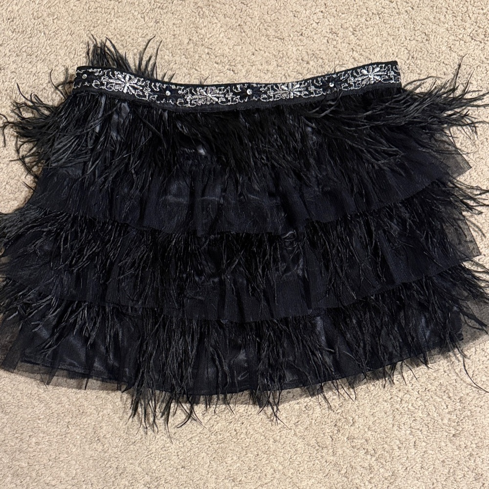 Guess Black Feathered Mini Skirt
